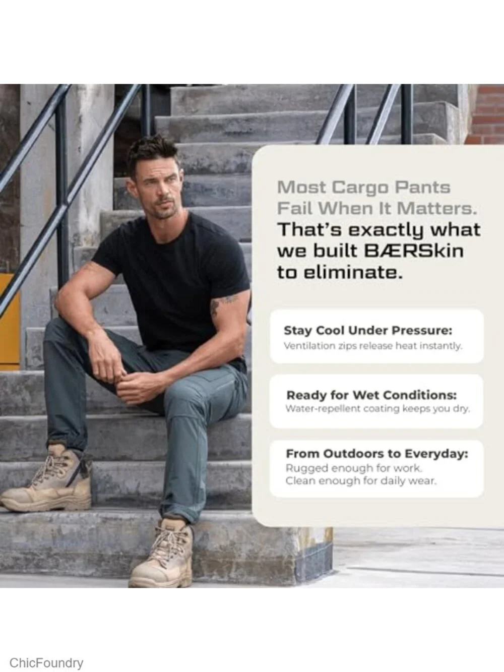 Water Repellent Stretch Cargo Pants with Six Zippered Pockets